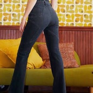 Black Revice denim star butt flare jeans